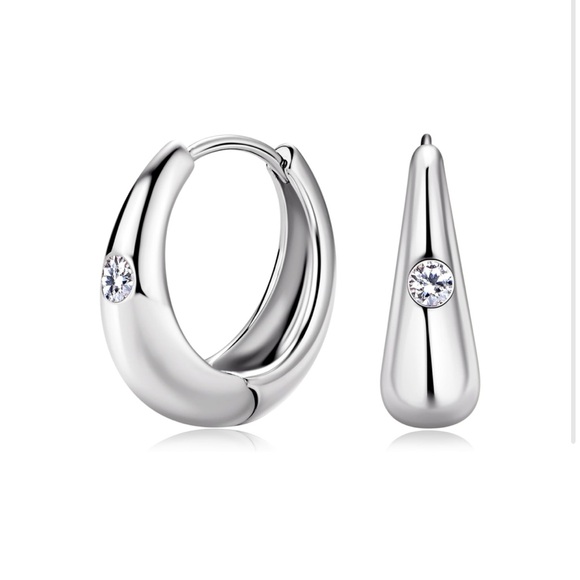 14k Diamond Chunky Gold Hoop Earrings - Picture 1 of 8